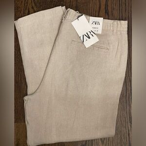 ZARA Men’s linen pants. Tan size US 36. Brand new with tags